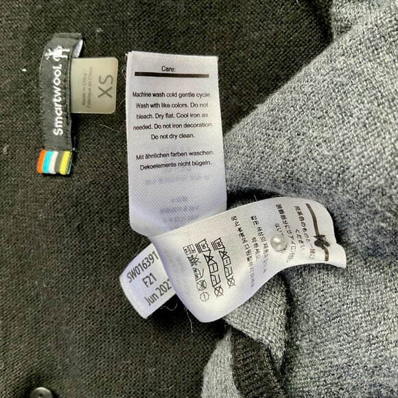 Smartwool Sweater Cardigan Wool Blend Edgewood Wrap Black Gray (XS) - Picture 7 of 8